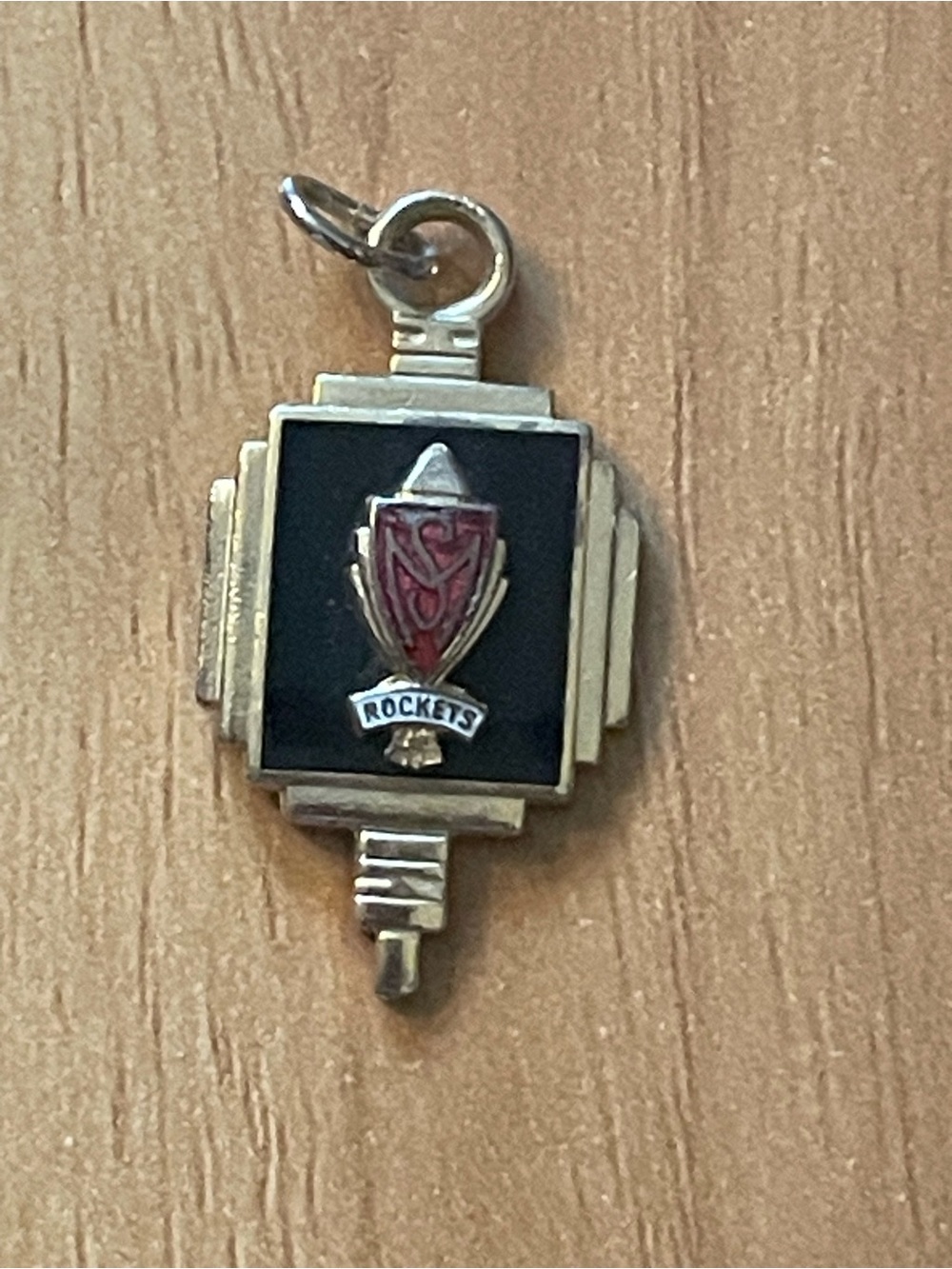 Vintage Rockets Enamel Shield Pendant - Black & Red